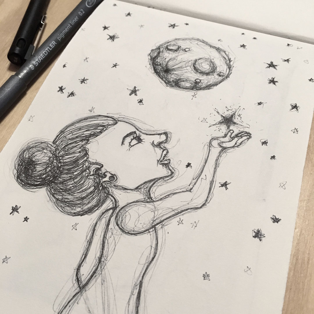 woman holding a star